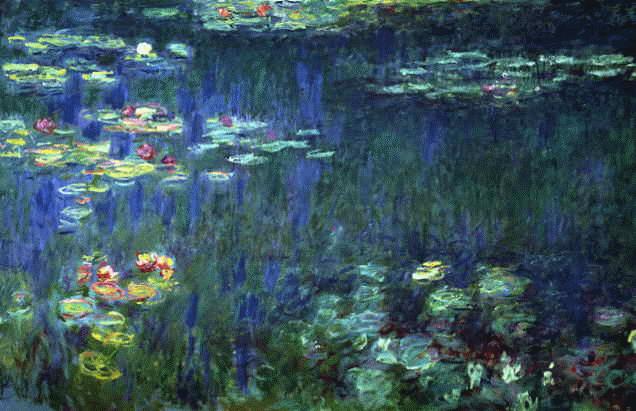Monet painting lily pads
