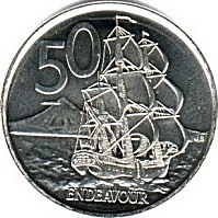 New Zealand 50 cent coin Endeavour