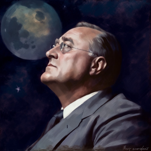 FDR looking up at the moon