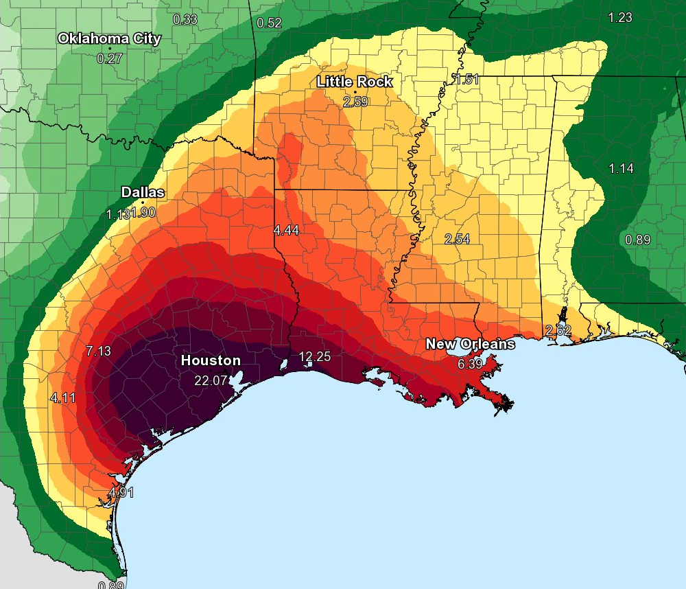 Hurricane Harvey rainfall map