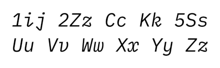 Similar letters in IBM Plex Mono italic