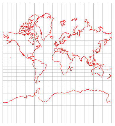 Mercator projection map