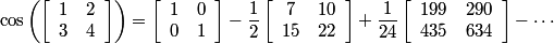 cosine of a 2x2 matrix