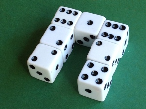 seven dice in a U-shape