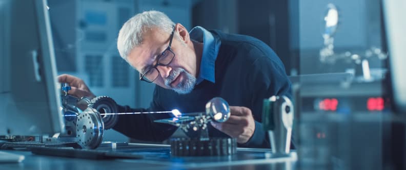 man designing an experiment