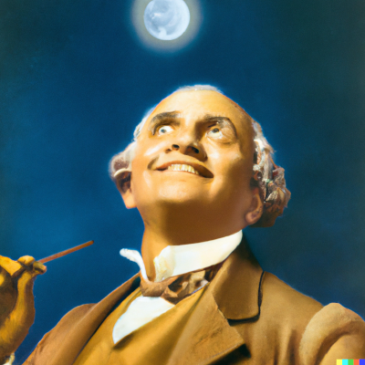 FDR looking up at the moon