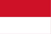 Indonesian flag - a red rectangle on the top half and a white rectangle on the bottom half but the overall flag shape is more elongated than the Monaco flag