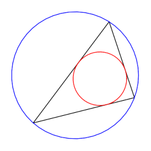 Triangle with inscribed and circumscribed circles