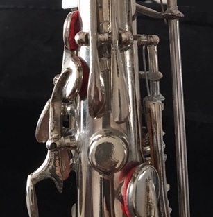 Silver alto sax with two octave keys