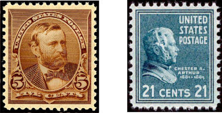 5 cent and 21 cent stamps
