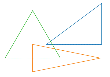 Triangles 4:4:4, 3:4:5, and 2:5:5