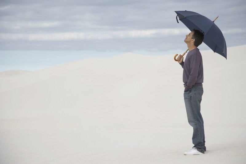 Man wondering about the weather