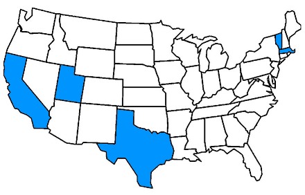 US map with states highlighted