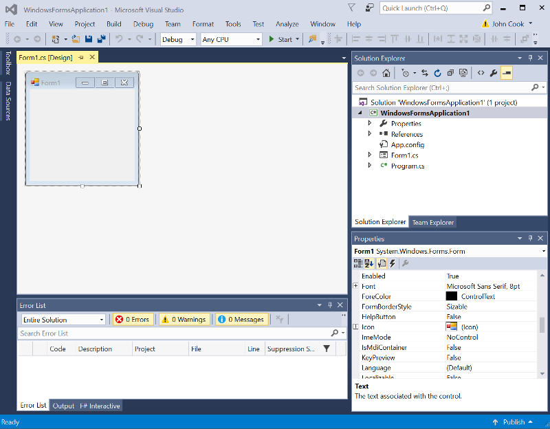 Visual Studio 2015 screen shot